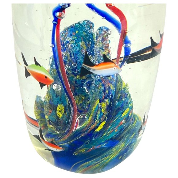 Art Glass Fish Aquarium Paperweight Sculpture Seaweed Coral reef Milano Style 5” - Picture 6 of 9